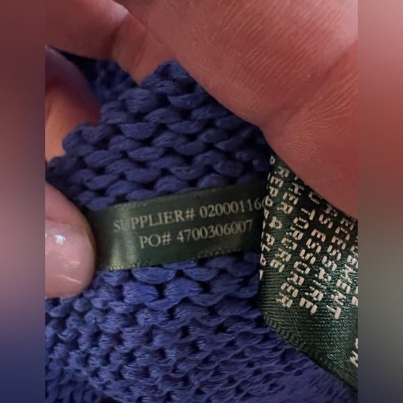 NWOT Vintage 90s Lauren Ralph Lauren purple open knit sweater crewneck sz XL - Picture 7 of 7